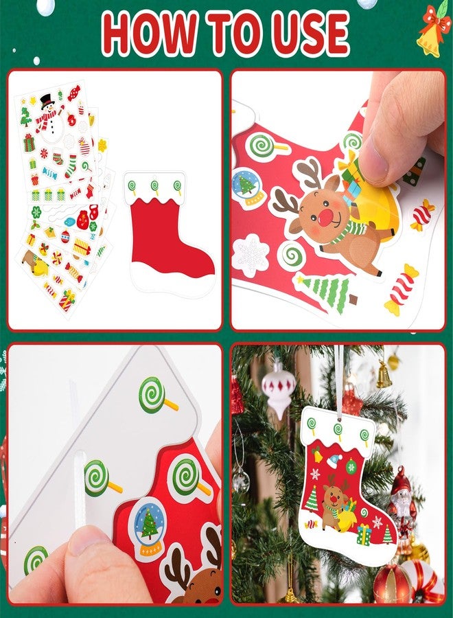 COCHIE 48Pcs DIY Christmas Craft Kits for Kids, Christmas Tree Stockings Ornaments Kit, Make Your Own Christmas Stockings Craft Xmas Party Decor DIY Stockings Cutouts for Holiday Handcraft Supplies - Image 3